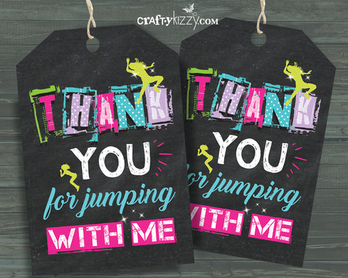Trampoline Thank You Favor Tags - Jump Party Favors - Bounce Tag - INSTANT DOWNLOAD - CraftyKizzy