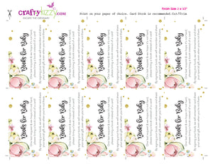 Unicorn Book Request Card - Floral Book Request card - Floral Baby Shower Bring a Book - INSTANT DOWNLOAD