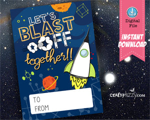 Rocket Ship Valentines - Space Valentine - Kids Valentine's Day - Out of This World - INSTANT DOWNLOAD - CraftyKizzy