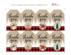 Christmas Gift Tags - Thank You Christmas Tags - Thank You Holiday Gift Tags - Red Plaid Favors - Teacher Gift Tags - INSTANT DOWNLOAD