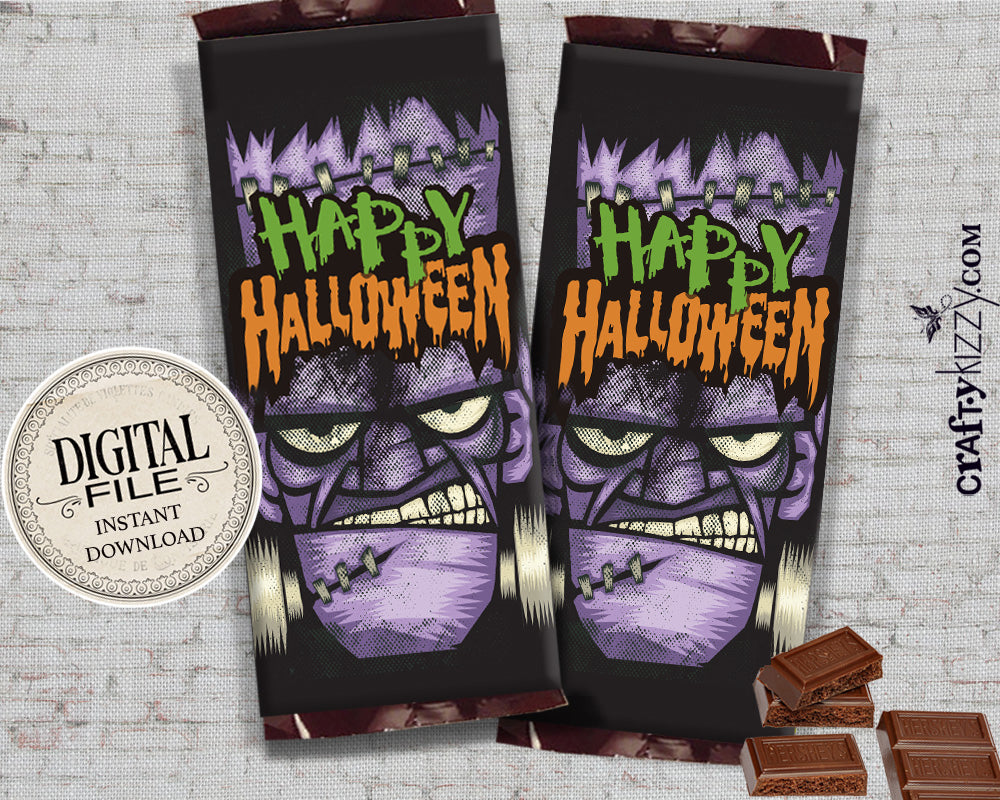 Frankenstein Halloween Chocolate Bar Wrapper - Printable Candy Bar Fav ...