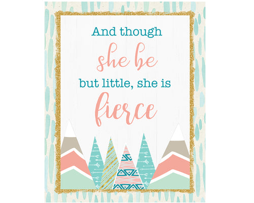 Woodland Art Print - And Though She Be But Little She Be Fierce - Digital Wall Decor - INSTANT DOWNLOAD - CraftyKizzy