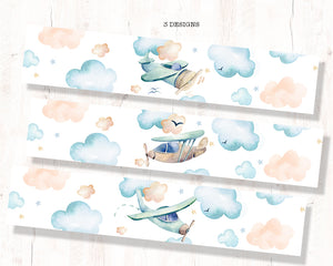 Airplane Baby Shower Napkin Ring - Plane Birthday Napkin Holders - Digital Up Up And Away Band - Printable Paper Wrappers