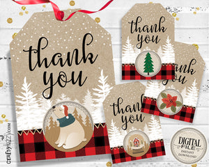 Christmas Gift Tags - Thank You Christmas Tags - Thank You Holiday Gift Tags - Red Plaid Favors - Teacher Gift Tags - INSTANT DOWNLOAD