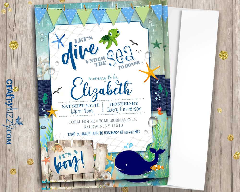 Under the sea baby shower sales invitations boy