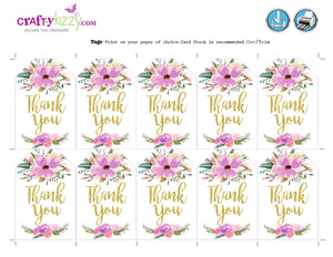 Floral Thank You Favor Tags - Purple Watercolor Thank You Tags - Bridal Shower Baby Shower Birthday Thank You Tags - INSTANT DOWNLOAD - CraftyKizzy