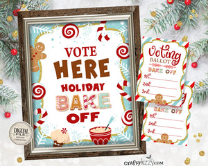 Holiday Bake Off Vote Here Sign and Ballots