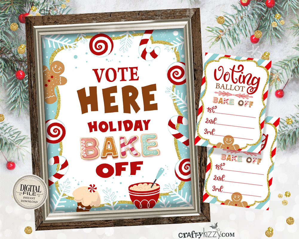 Holiday Bake Off Vote Here Sign and Ballots