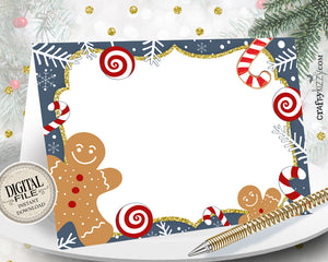 Christmas Table Tent - Printable Gingerbread Food Tents Holiday Table Decorations - Cookie Place Cards - Buffet Card - INSTANT DOWNLOAD