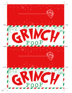 Grinch Poop TreaBag Topper, Christmas Loot Bag Topper, Grinch Cookie Label, Printable Grinch Topper INSTANT DOWNLOAD