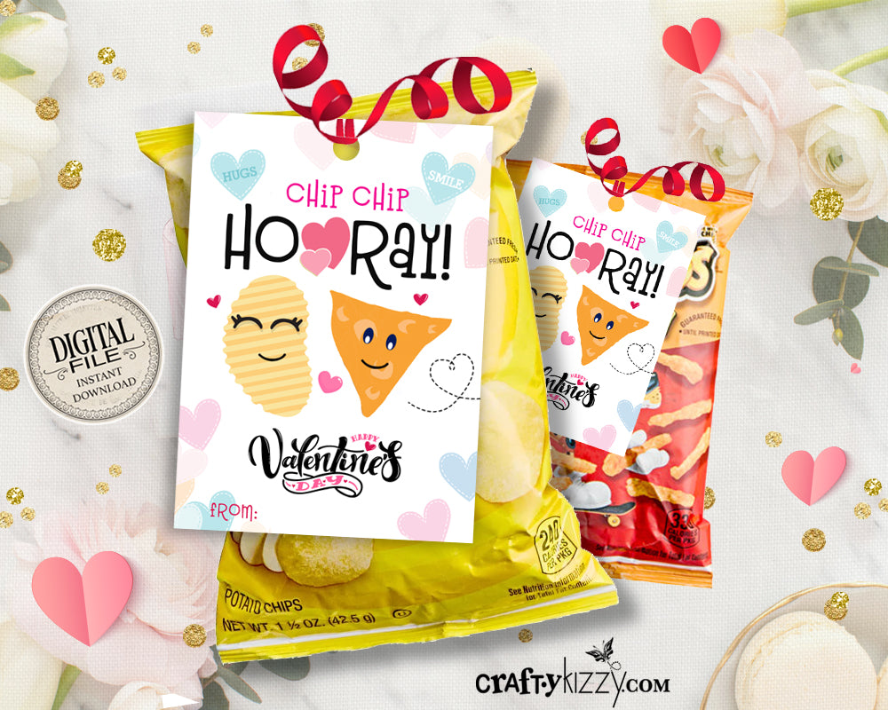 valentines day chip chip hooray tags - valentine's day goodie bag