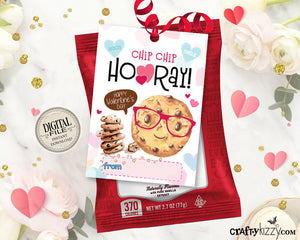 Kids Valentines Day Chip Chip Hooray Tags Valentine's Day Printable Cookie Treat Tag Kids Classroom Valentines Day Favor INSTANT DOWNLOAD
