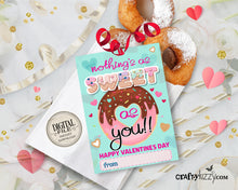 Donut Valentines Day Tag - Valentine's day Classroom Exchange Cards - Donut Gift for Teacher - INSTANT DOWNLOAD