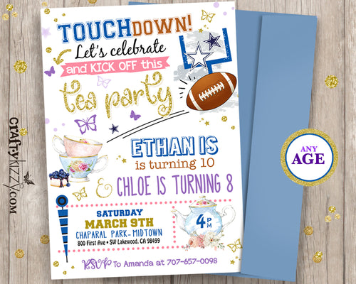 Joint football birthday invitation