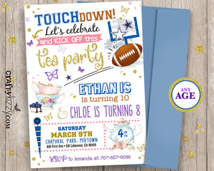 Joint football birthday invitation