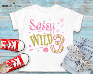 Young Wild and Three Iron On - Birthday Shirt- Wild Three Tshirt - Digital Transfer Decal - ART FILE - INSTANT DOWNLOAD