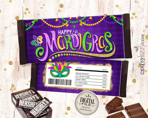 Mardi Gras Hershey Candy Bar Wrapper Label