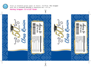 Blue and Gold Class Reunion Candy Label