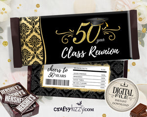 50 Year Class Reunion candy wrapper