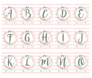 Pink Nursery Monogram Art Print - Baby Girl Monogram - Nursery Wall Art Decor - Custom Nursery Art - Floral Letters - Printable - CraftyKizzy