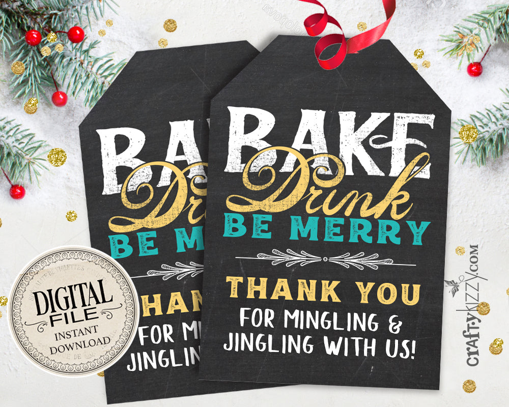 Bake Drink Be Merry Gift Tags - Baking Christmas Tags - Mingle And Jingle Favor Tags - Baking Holiday Tags - INSTANT DOWNLOAD