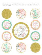 Elephant First Birthday Cupcake Toppers Elephant Ballerina Cupcake Toppers - Printable Pink Party Labels - INSTANT DOWNLOAD - CraftyKizzy