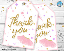 Pink Tutu Thank You Favor Tags - Ballerina Ballet Party Favors - INSTANT DOWNLOAD - CraftyKizzy