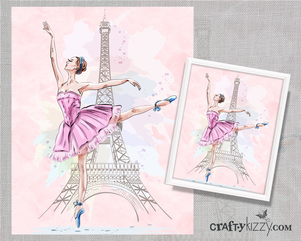 Ballet Dancer Bedroom Art Print - Eiffel Tower Ballet Printable Illustration - Paris Nursery Room Decor - INSTANT DOWNLOAD - CraftyKizzy