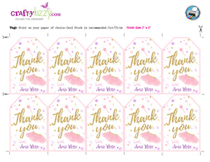 Ballet Thank You Favor Tags - Ballerina Tutu Birthday Tags - Dance Party Favors Personalized  -  Party Printables - CraftyKizzy