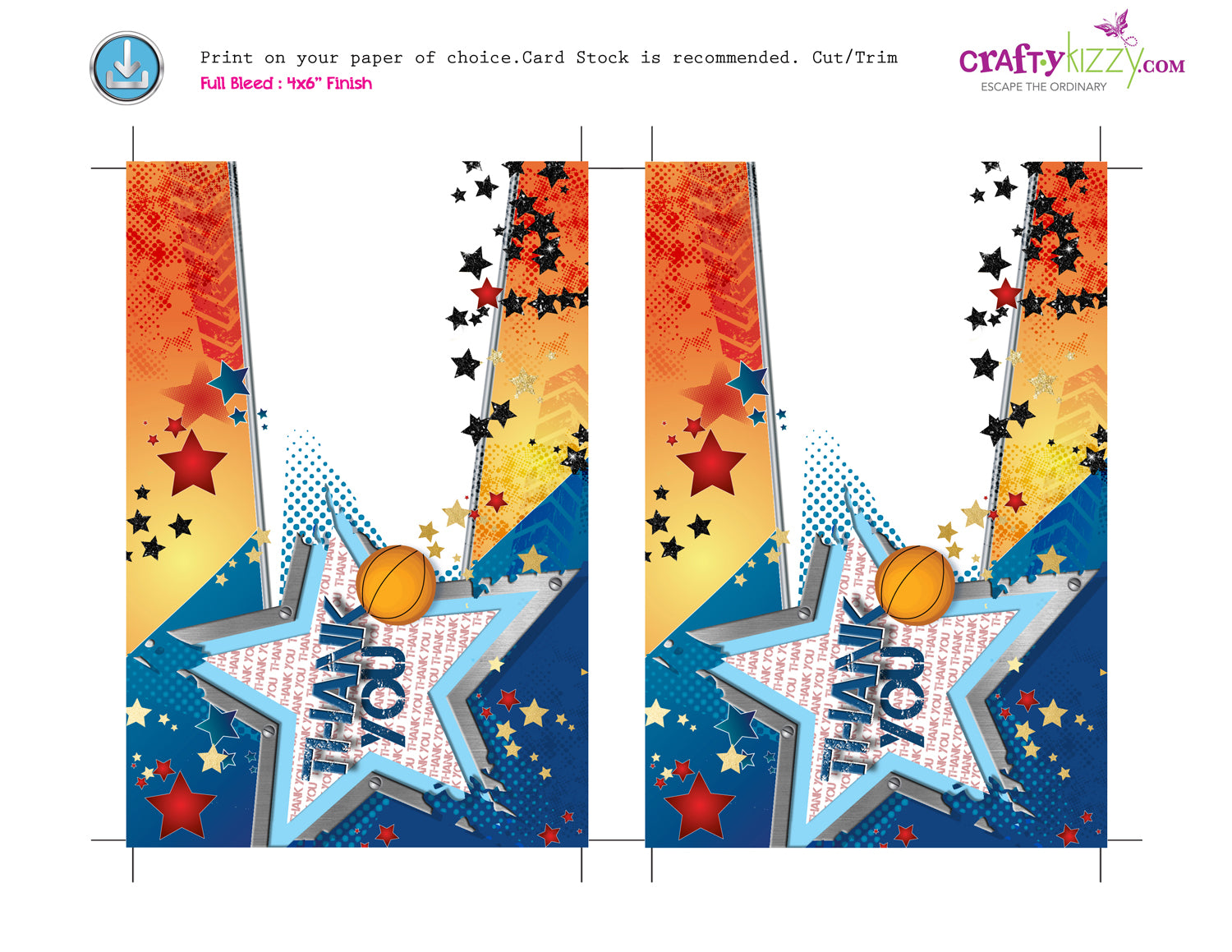basketball-thank-you-card-printable-all-star-thank-you-card-craftykizzy for Free Printable Basketball Thank You Cards Basketball THANK You Card - Printable All Star Thank You Card – CraftyKizzy for Free Printable Basketball Thank You Cards
