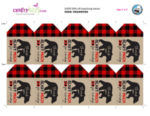 Bear Thank You Favor Tags - Red Flannel Birthday Favors - Lumberjack Baby Shower Favor Tag - INSTANT DOWNLOAD - CraftyKizzy