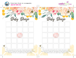 Bee Baby Shower Bingo Cards - Gender Neutral Bingo Baby Shower Games - Floral Bingo Game – Mommy To BEE Bingo Card - INSTANT DOWNLOAD