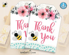 Bee Thank You Favor Tags - Pink Bee Thank You Tags - Baby Shower Birthday Thank You Tags - INSTANT DOWNLOAD