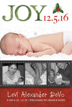 Christmas Birth Announcement Card - Joy Birth Announcement Card - Photo Card - Holiday Printable File - CraftyKizzy