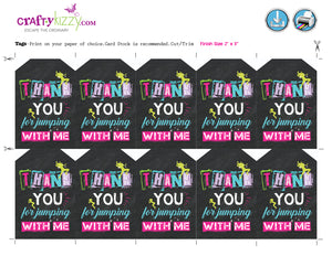 Trampoline Thank You Favor Tags - Jump Party Favors - Bounce Tag - INSTANT DOWNLOAD - CraftyKizzy