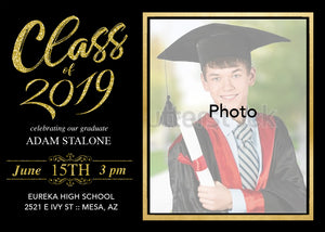 Class of 2019 Graduation Invitation - High School Grad - College Graduation - Black And Gold - Red And Gold - Invitations - CraftyKizzy