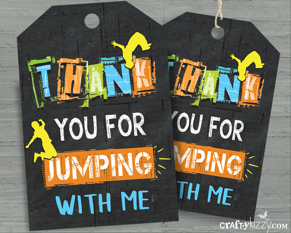 Boy Jump Thank You Favor Tags - Trampoline Party Favors - Bounce House Tag - INSTANT DOWNLOAD - CraftyKizzy