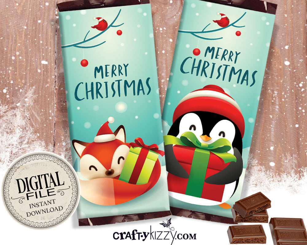 ChristmasAnimalFavors christmas candy bar wrapper - printable penguin wrappers - favors
