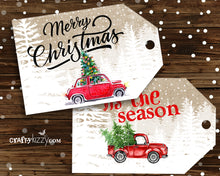 Red Truck Merry Christmas Favor Tags - Craft Tags - Vintage Red Car Tags - Holiday Tags - INSTANT DOWNLOAD - CraftyKizzy