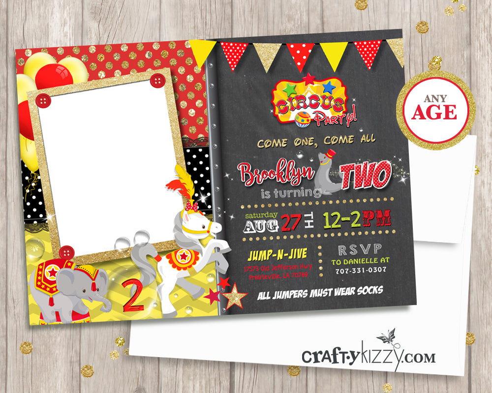 Carnival Second Birthday Invitation - 2ND 1ST Or Any Age Girl Party Invite Printable - Birthday Extravaganza - CraftyKizzy