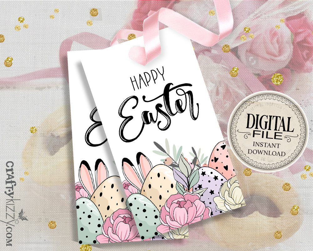 Easter Cookie Gift Tags - Happy Easter Tag - Easter Baking Favor Tag - Basket Tags - Teacher Gift Tags - INSTANT DOWNLOAD