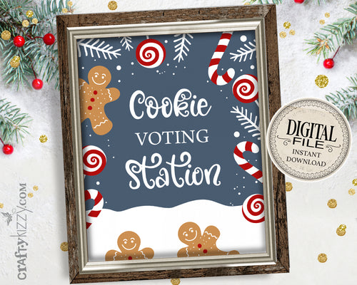 Christmas Cookie Voting Station Sign - Cookie Exchange Party Sign - Cookie Contest Vote Here Sign - INSTANT DOWNLOAD