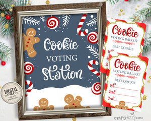 Cookie Exchange Voting Kit - Cookie Contest Voting Station Sign and Matching Ballot Cards - 1st 2nd and 3rd place entries - INSTANT DOWNLOAD