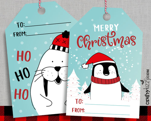 Cute Holiday Gift Tags - Christmas Favor Tags - Merry Christmas - Ho Ho Ho Tags - Holiday Gift Tags - INSTANT DOWNLOAD