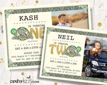 Dollar Bill First Birthday Invitation - Money Invitations Second - Birthday Bucks Party - Printable Cash Invitations - Currency Ticket Invite