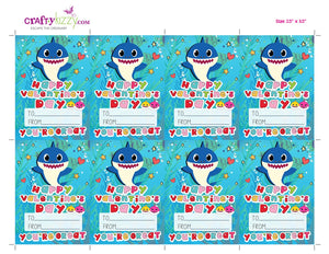 Baby Shark Valentines Day Cards for Kids Boys Shark Valentine Exchange Cards - INSTANT DOWNLOAD - CraftyKizzy