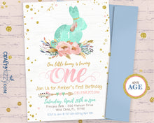 Bunny 1st First Birthday Invitation - Boho Girl Easter Invitations - Some Bunny is One - Printable Floral Invitations - CraftyKizzy