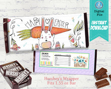 Easter Candy Bar Wrapper - Teacher Gift Ideas - Easter Bunny Hershey Bar Party Favors - INSTANT DOWNLOAD - CraftyKizzy
