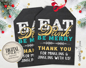 Eat Drink Be Merry Party Favor Thank You Tags