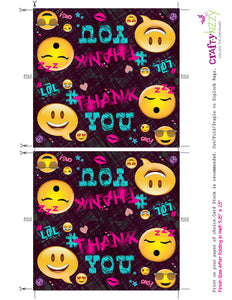 Emoji Thank You Treat Bag Party Favor Toppers - Emojis Printable Candy Loot Bag Favors - DIY Favor Tag  -  INSTANT DOWNLOAD - CraftyKizzy